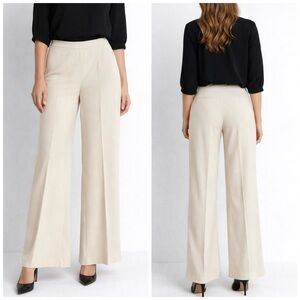 Lafayette 148 Silk Wide-Leg Trousers in Creamy Ivory